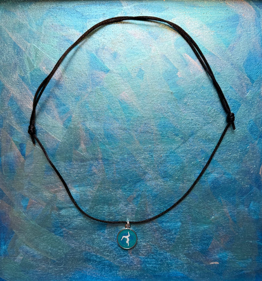 "Blue Galaxy" Gymnastics Sliding Necklace with 3/4" Glow silhouette pendant